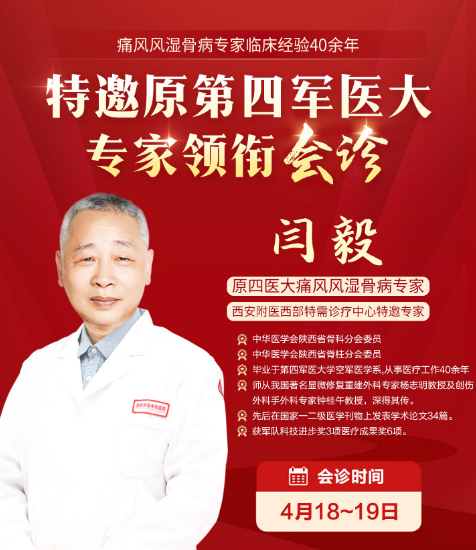 重磅消息∣痛风风湿骨病专家闫毅教授来西安附医中医医院会诊了!